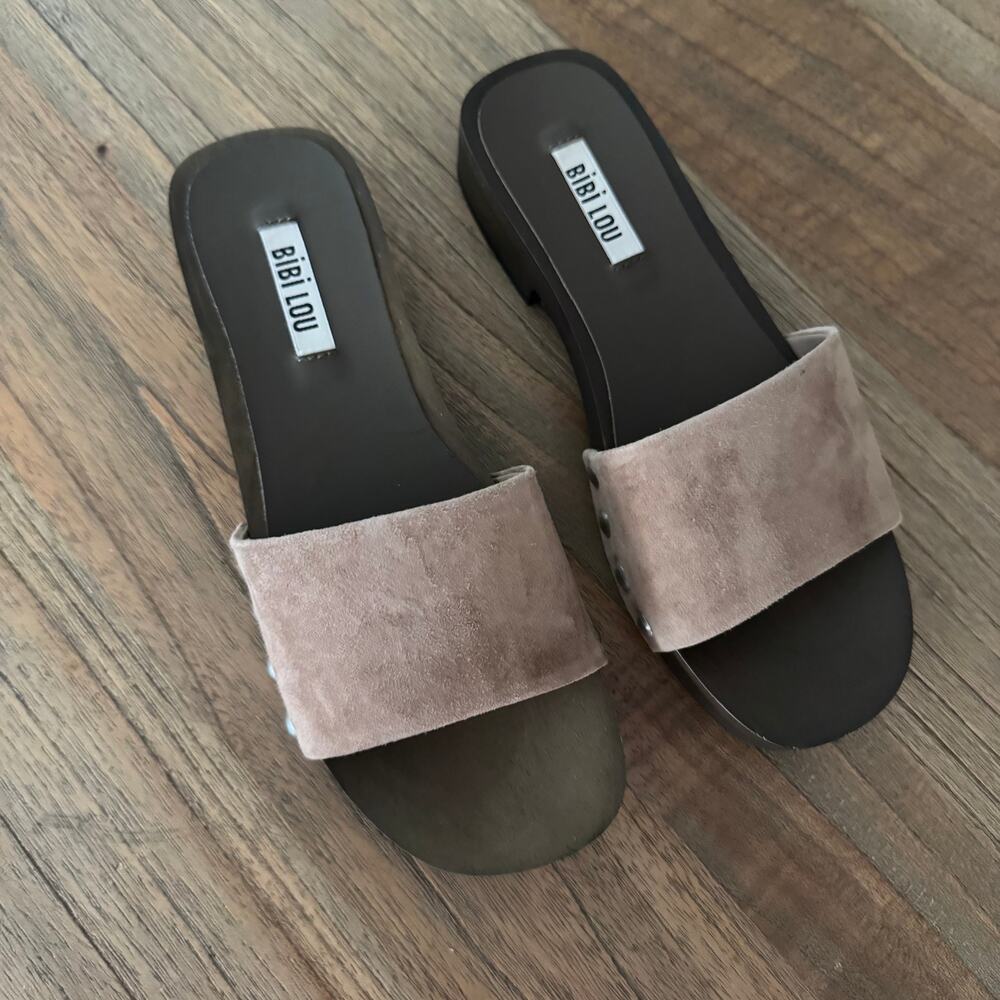 Bibi Lou (Anthropologie) Wood-Bottom Slides - Size 37 - Picture 3 of 7